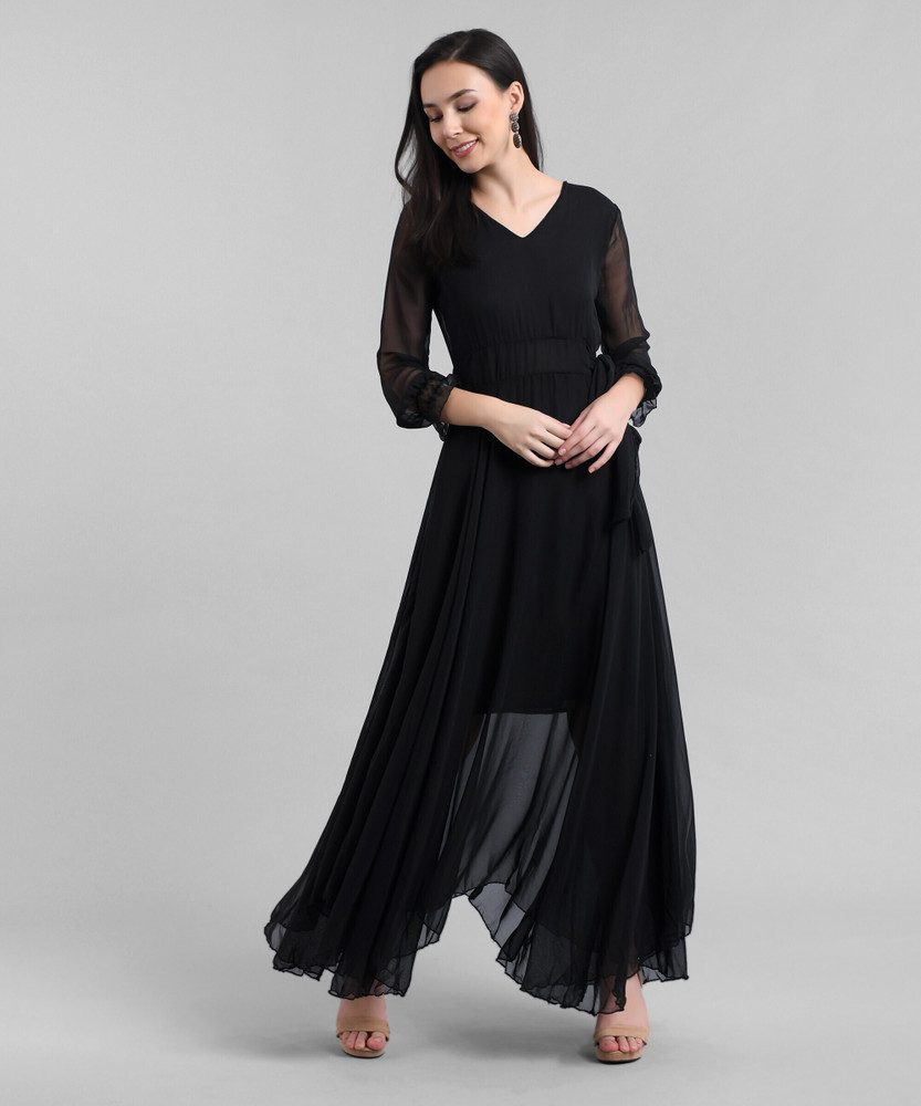 Elizy Women Maxi Black Dress Buy Elizy Women Maxi Black Dress Online at Best Prices in India Flipkart