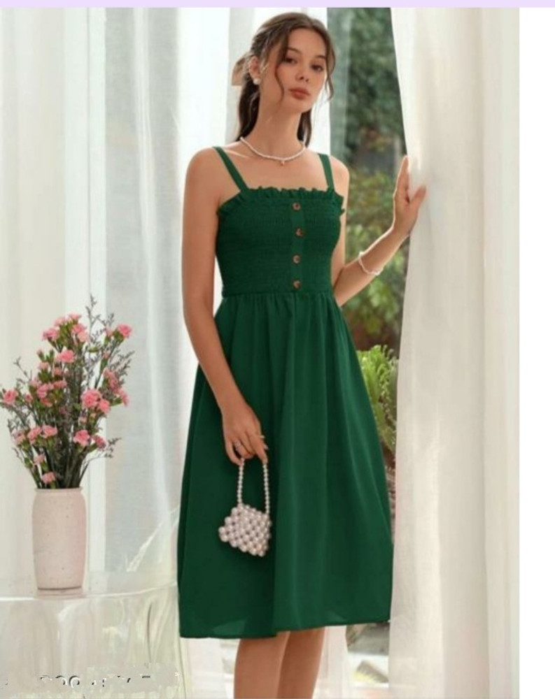 Dark green online fitted dress