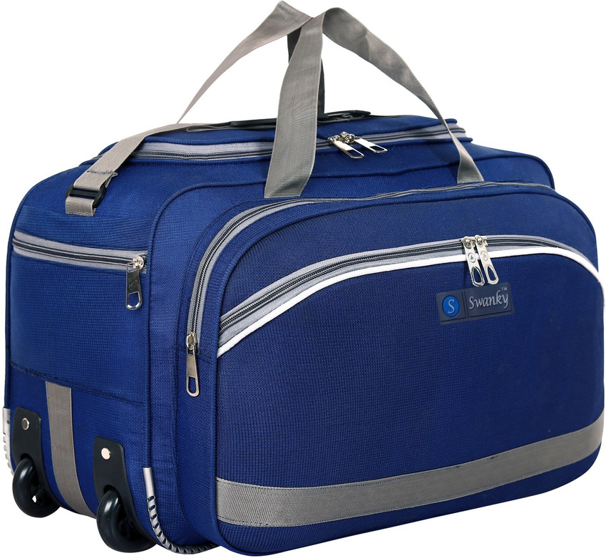 Swanky Expandable Travel Duffle Bags For Men Women Travelling Luggage Wheel Bag bag pack cabin New Duffel With Wheels Strolley NAVY BLUE Price in India Flipkart