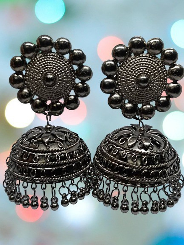 Flipkart black store metal earrings