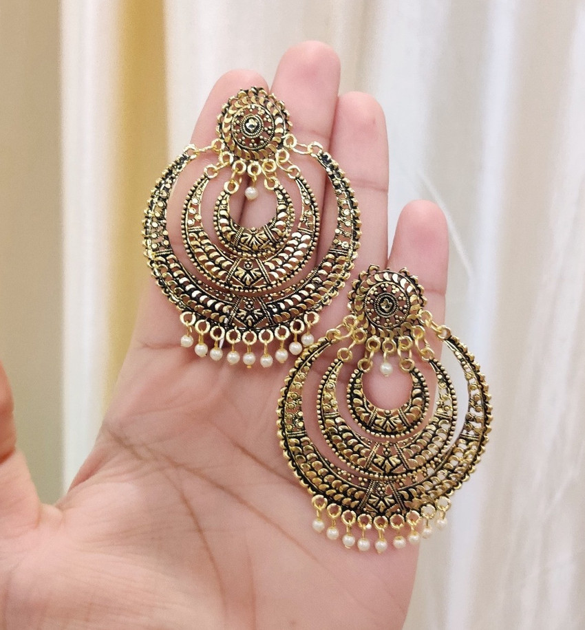 Golden colour earrings hot sale