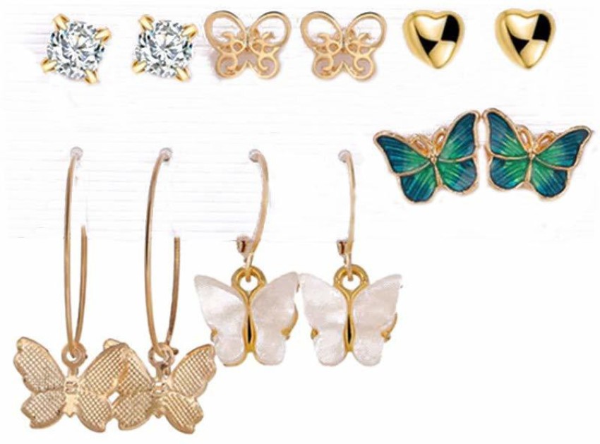 Enchanting Butterfly Diamond Stud Earrings in Rose Gold for kids