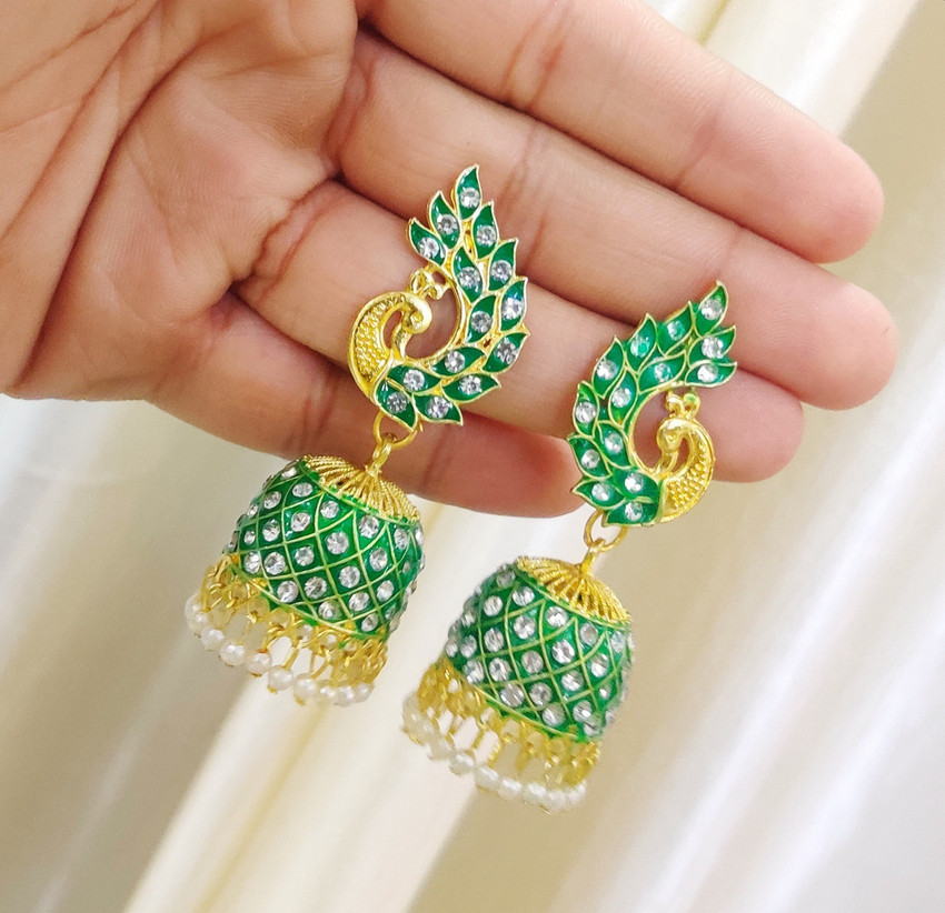 Flipkart Buy JEWERICHE Alluring Twinkling Peacock Jhumka Earring For Party Occasions Alloy Jhumki Earring Online at Best Prices in India