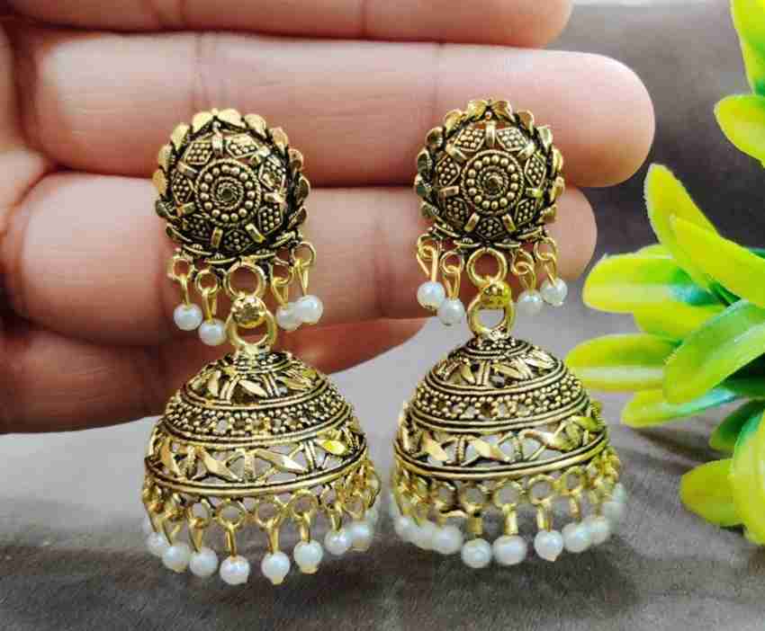 Golden jhumkis deals