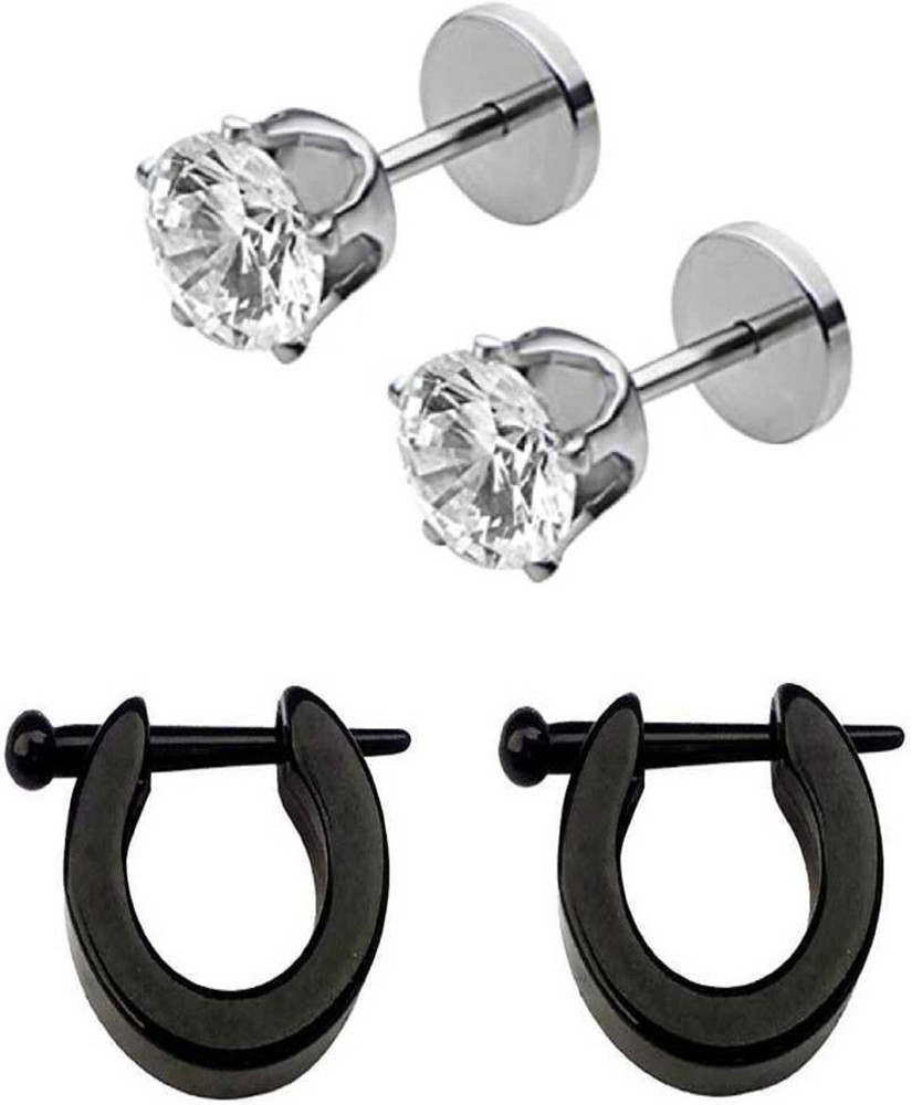 Flipkart Buy ShobhRam 2 Pair Combo Stainless Steel Earrings for Men and Boys FLIComSTEa 72 Metal Stud Earring Online at Best Prices in India