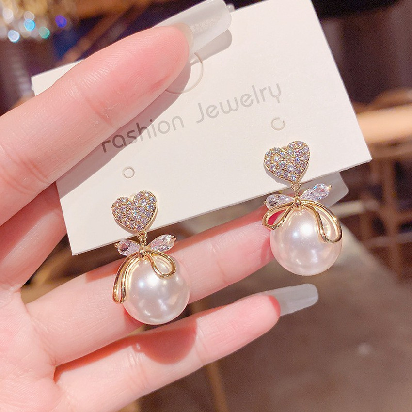 Flipkart Buy Arzonai big pearl female temperament elegant bow earrings for women and Girls Metal Earring Set Online at Best Prices in India