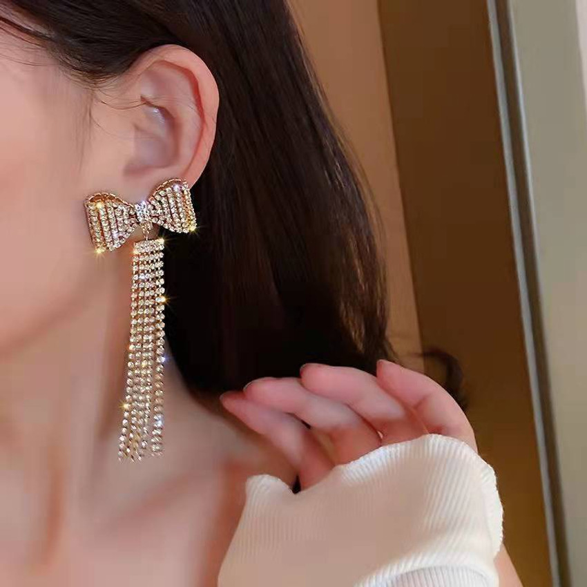 Double sided long earrings deals