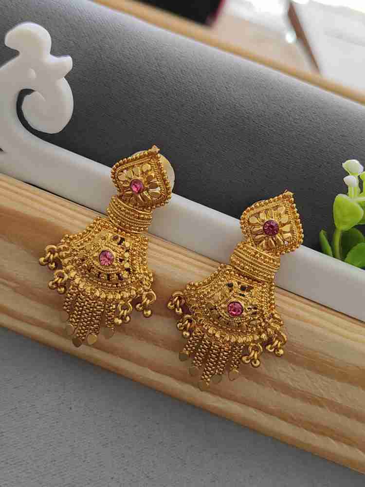 Flipkart Buy BLUEZIGN 1 GRAM GOLD PLATED STUD EARRINGS WITH SCREW BACK TYPE FOR WOMEN GIRLS. Brass Stud Earring Online at Best Prices in India