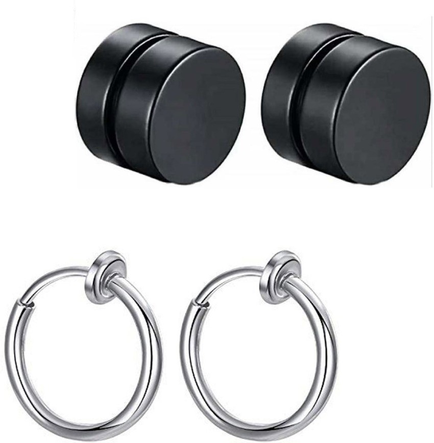 Buy ONESING 12 Pairs Black Magnetic Earrings for Men Clip On Earrings for  Men Fake Earrings Mens Earrings Hoop Dangle Earrings Black Earrings for Men  Women Fake Piercing NonPiercing Earrings Set Stainless