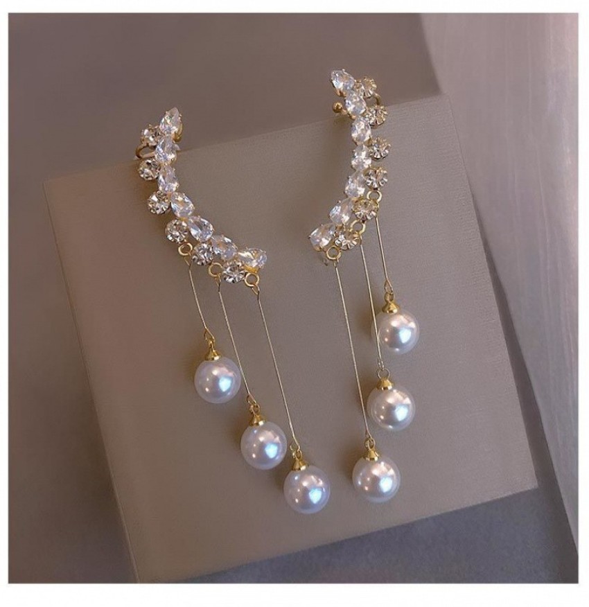 Meesho Korean Jewelry शुरू ₹ 130/- से Crystal, Pearl earrings,ear cuffs in  Meesho haul