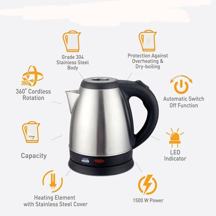 BlueBerry's 1.5L 1500W Stainless Steel Electric Kettle Auto Cut-Off ,360°  Rotatable Base Electric Kettle Price in India - Buy BlueBerry's 1.5L 1500W  Stainless Steel Electric Kettle Auto Cut-Off ,360° Rotatable Base Electric