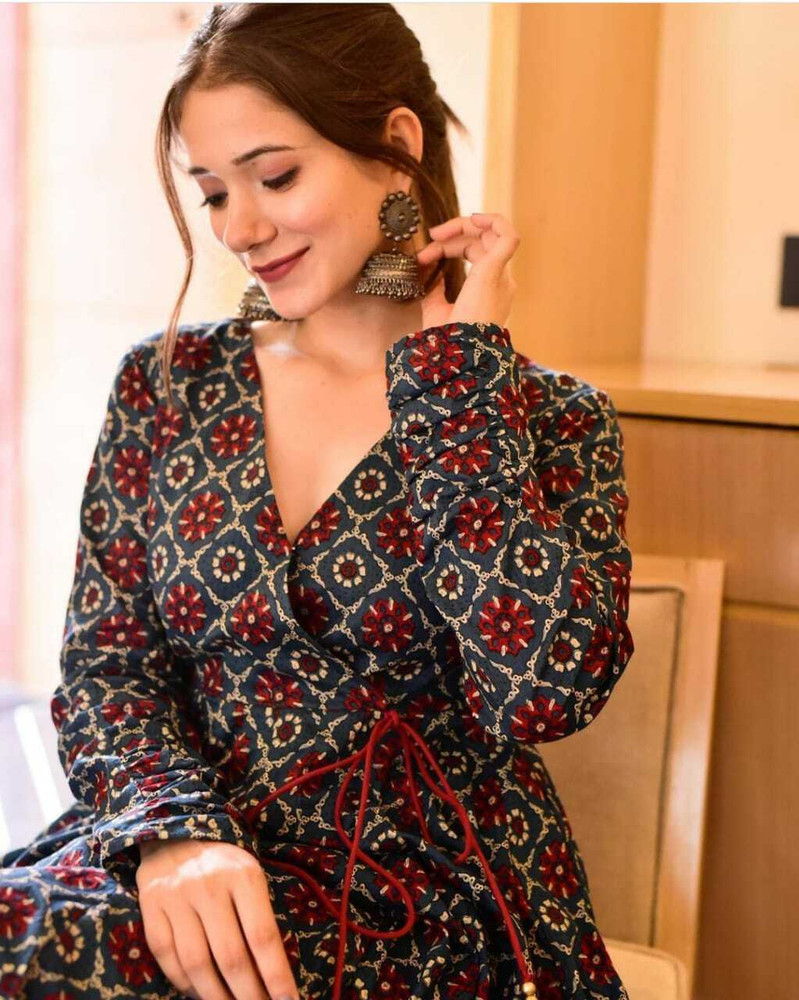 Vestire store Women Fit and Flare Dark Blue Beige Maroon Dress