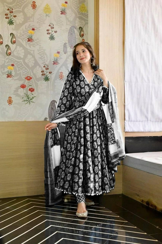 Black and white anarkali dress online