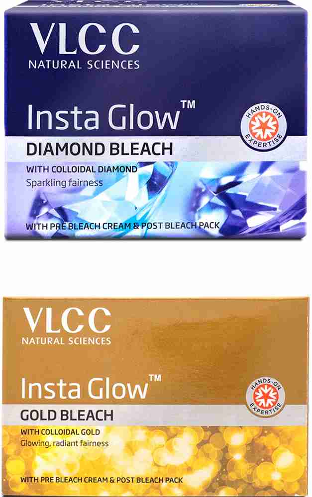 VLCC Insta Glow Diamond Gold Bleach 60 g x 2 Price in India Buy VLCC Insta Glow Diamond Gold Bleach 60 g x 2 online at Flipkart