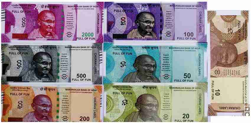 Shrisai SS Dummy Currency Notes Combo Fun Playing All Indian