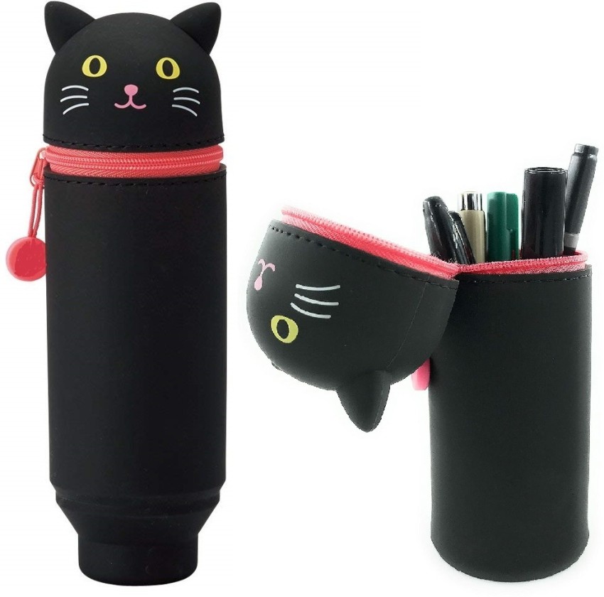 Durable Canvas Telescopic Pencil Case With Cute Cat Pattern Pencil Cases  For Boys Girls