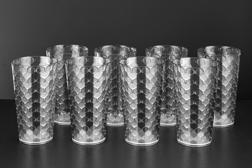 BELLERBIRD (Pack of 8) Diamond Design Drinking Glass Set Water