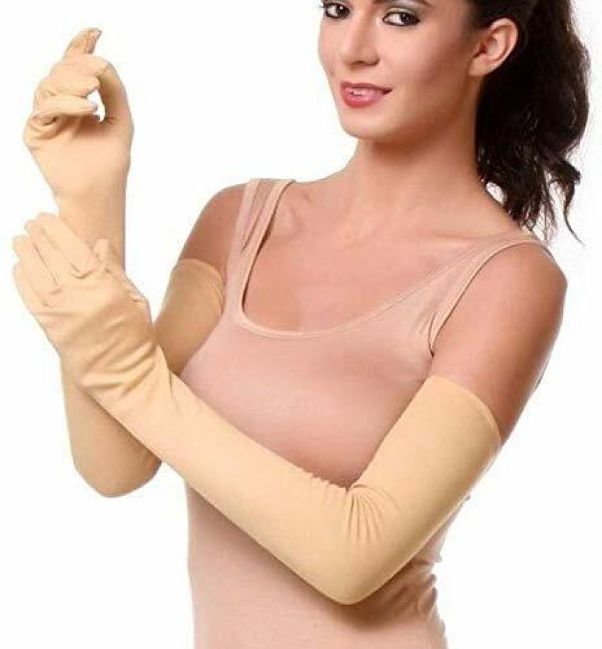Krystle Women Full Hand Gloves and Sun Protection Gloves (Skin