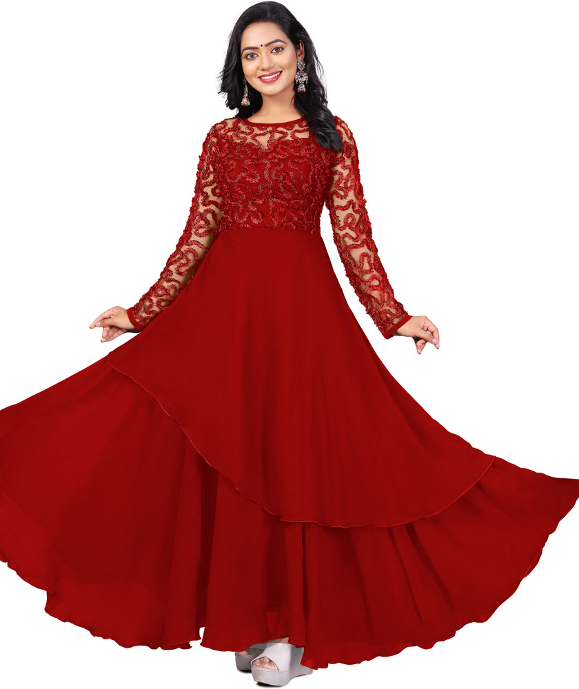 ZUAVI Women A line Red Dress Buy ZUAVI Women A line Red Dress Online at Best Prices in India Flipkart