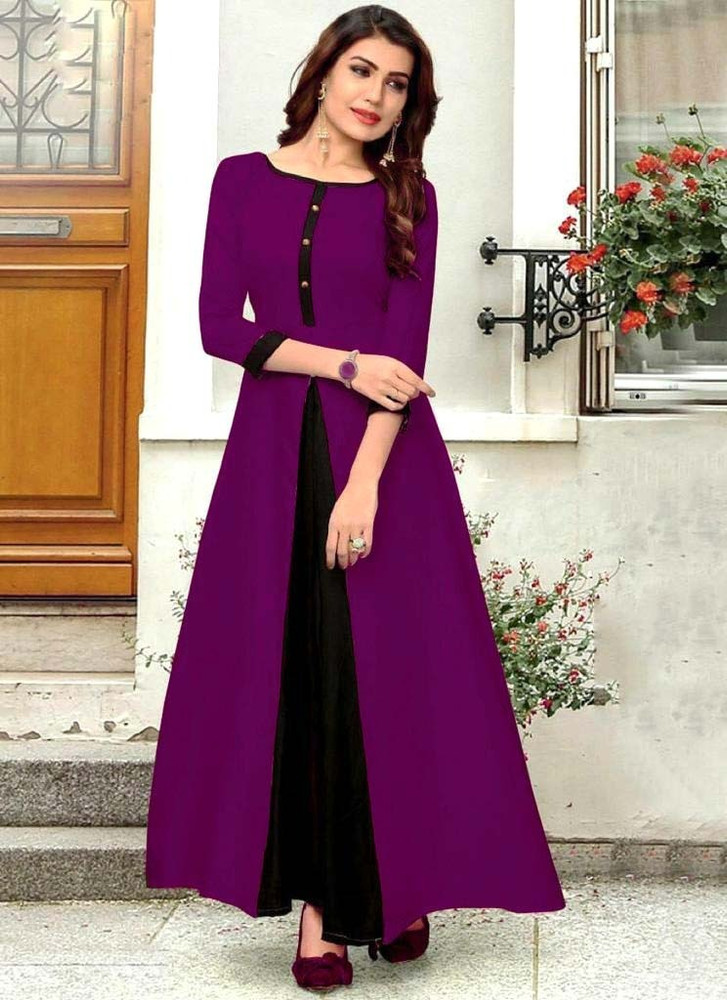 Roopkalan Women Gown Purple Black Dress Buy Roopkalan Women Gown Purple Black Dress Online at Best Prices in India Flipkart