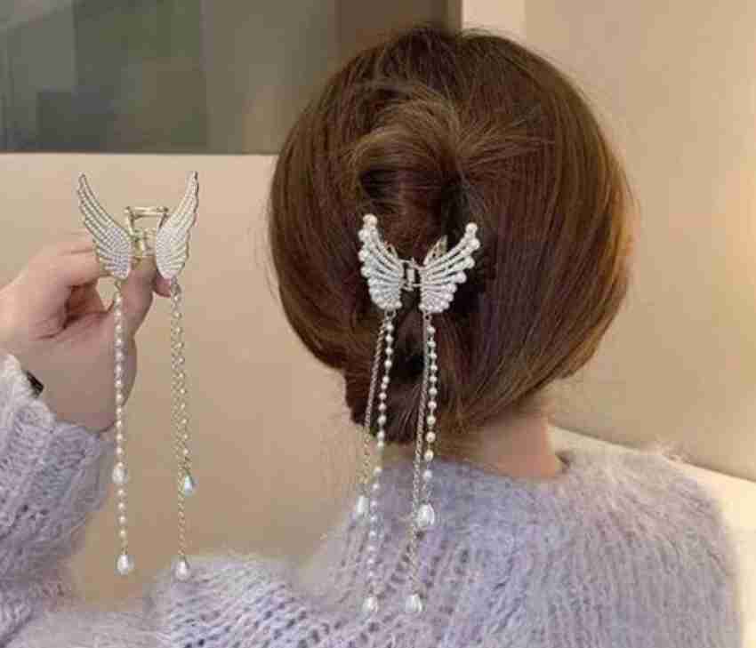 Tagve Hair Clips for Women Stylish Pearl Butterfly for Girls Hair