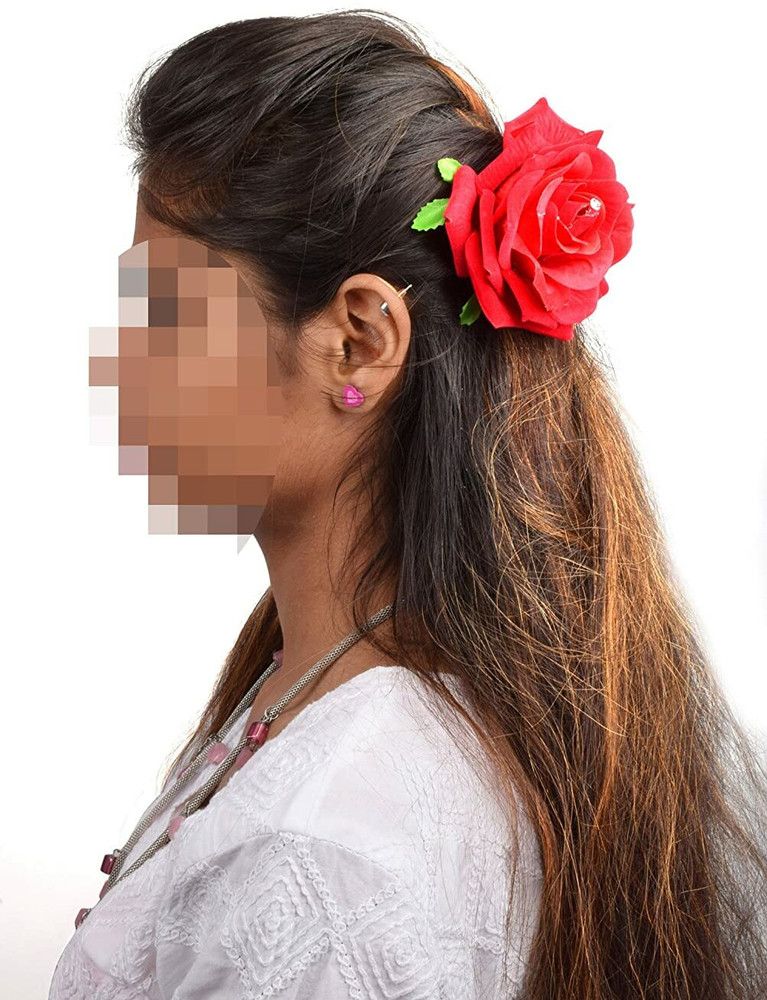 Big red rose hair clip deals