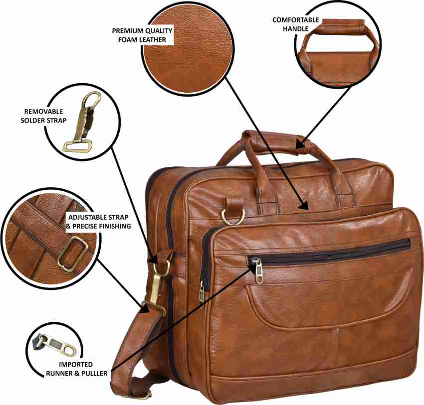 jinbil FS Premium Leather Office Bag, Executive Business bag  for men Waterproof Messenger Bag - Messenger Bag