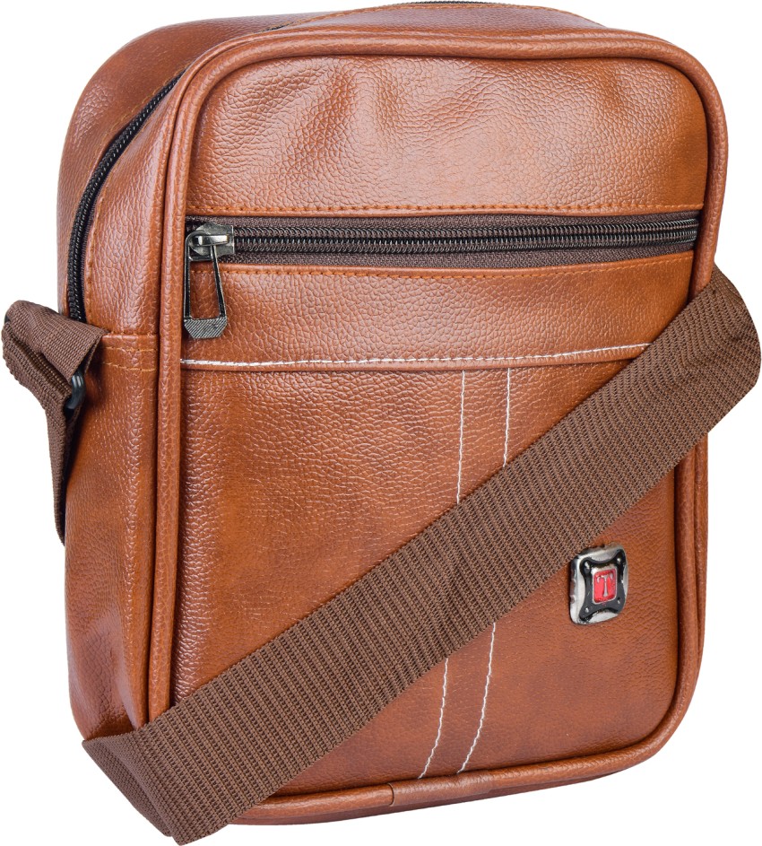 Dark Brown Plain Men Leather shoulder Bag, Size: 10 X 8 Inch (lxw)