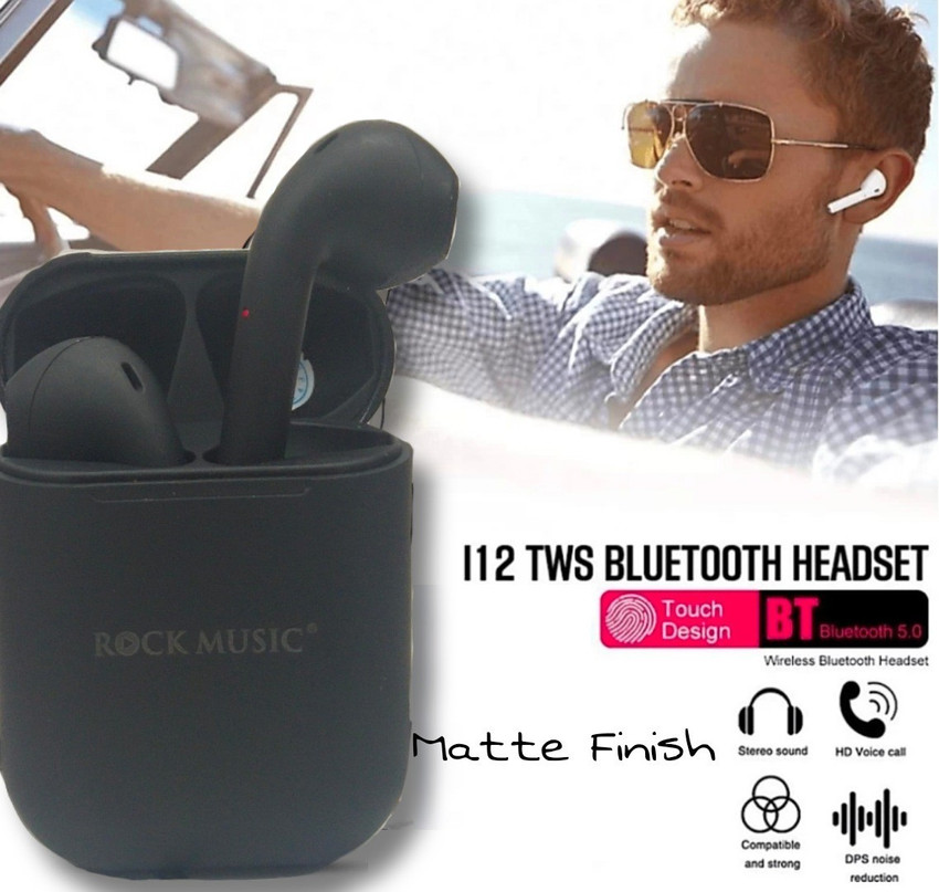 KVZONES ROCK MUSIC i12 TWS BLUETOOTH EARBUDS Bluetooth Headset
