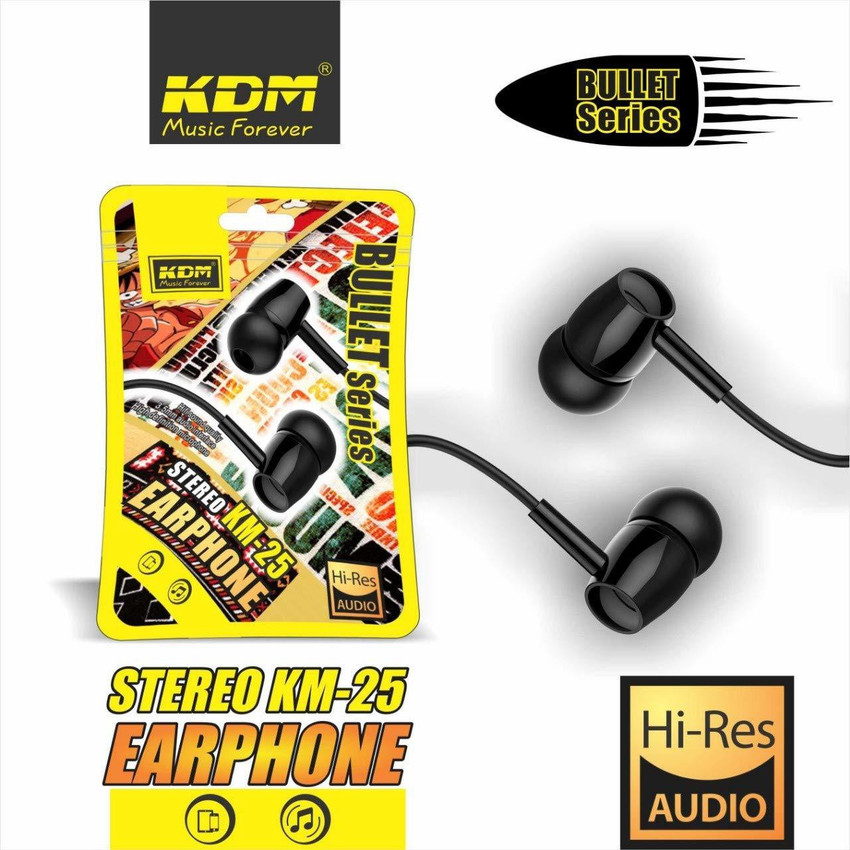 PRT Stereo KM 25 Earphones Bullet Series Random Color Wired