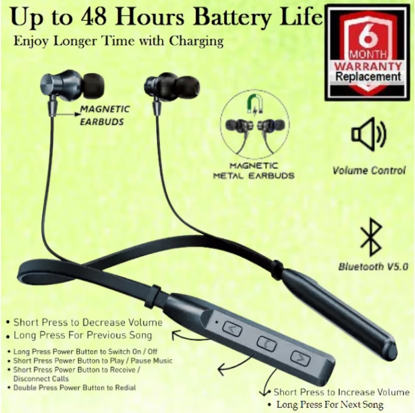 LouDeR QZ225 Bluetooth Wireless In Ear Headset Neckband with Long Playtime 48 Hrs Bluetooth Gaming Headset