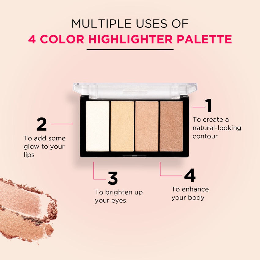 Shryoan 4 Shimmer Powder Highlighter Palette Makeup Set for Face Highlighter