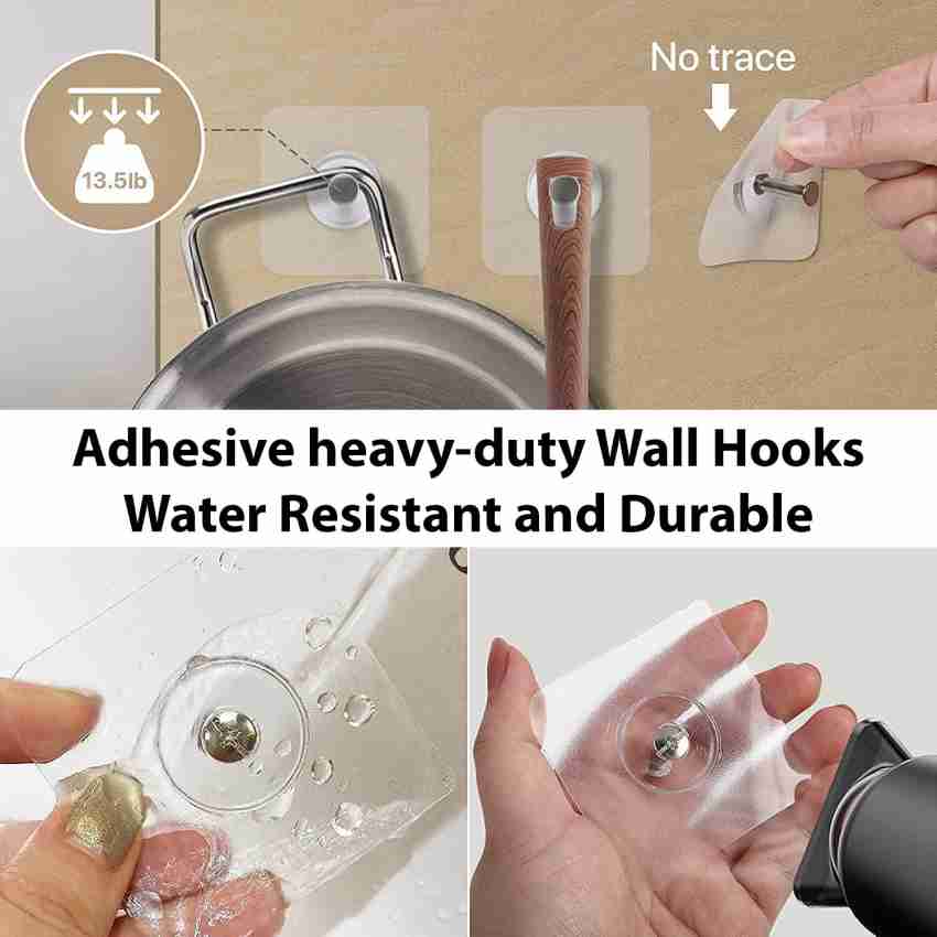 12Packs Adhesive Wall Hooks Heavy Duty Wall Hangers Without Nails Seamless  Scratch Hooks for Hanging Bathroom Kitchen Office