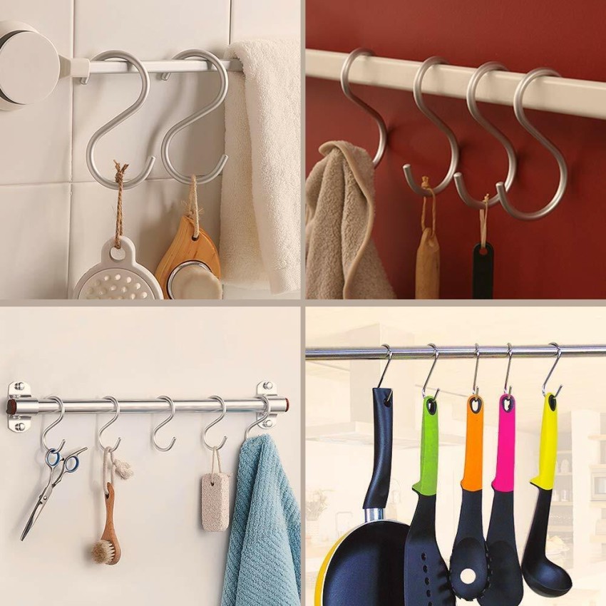 Caneuf Heavy Duty Stainless Steel S-HooksS-Shaped Hanging Hangers Hooks  for Kitchen,Bathroom,Bedroom,Office,Pan,Pot,Coat,Bag,Plants (Pack of  2,4Inch) : : Home & Kitchen