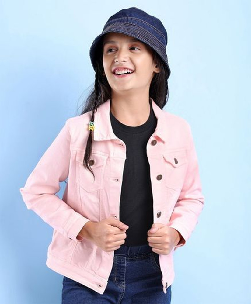 Pink denim jacket womens india sales