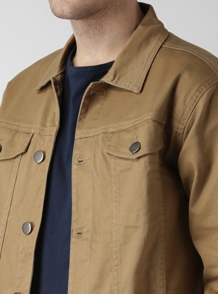 Khaki colored denim jacket outlet