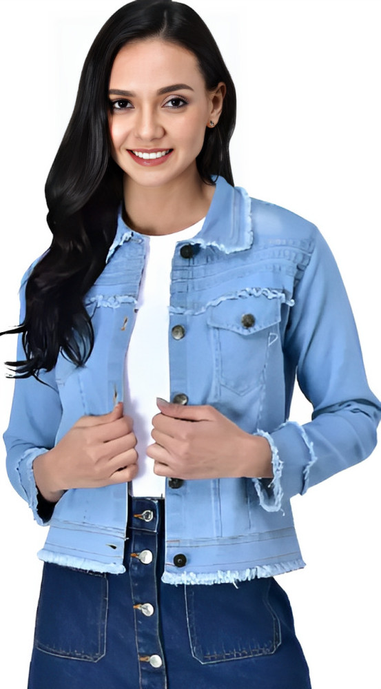 winter Jet Full Sleeve Embroidered Girls Denim Jacket