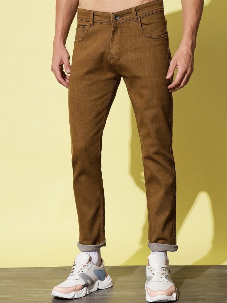 Brown Skinny Fit Knitted Stretch Jeans