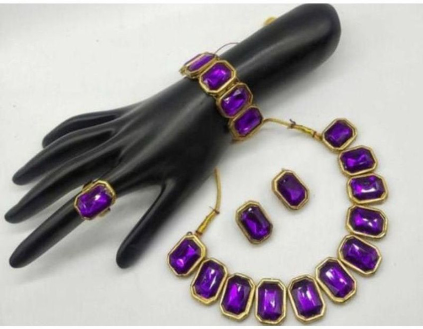 Purple earrings discount and necklace set