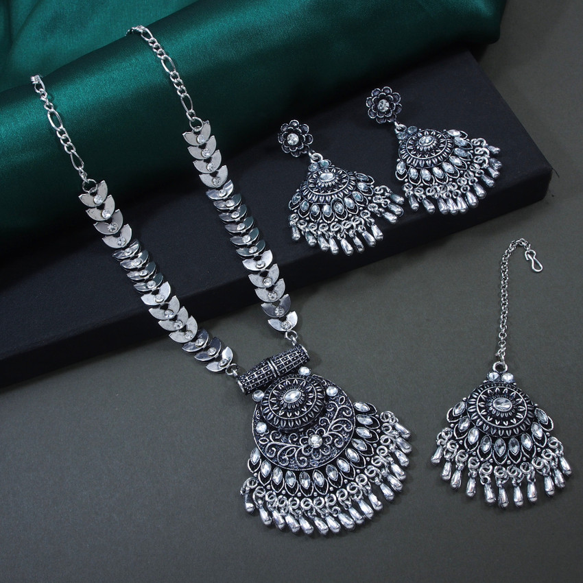 KVDesigns Oxidised Silver Silver Jewellery Set Price in India