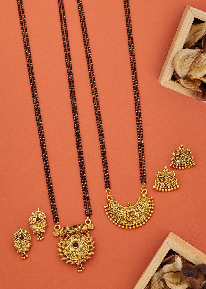 Krishnamm Gold Plated Mangalsutra With Free Earing Alloy