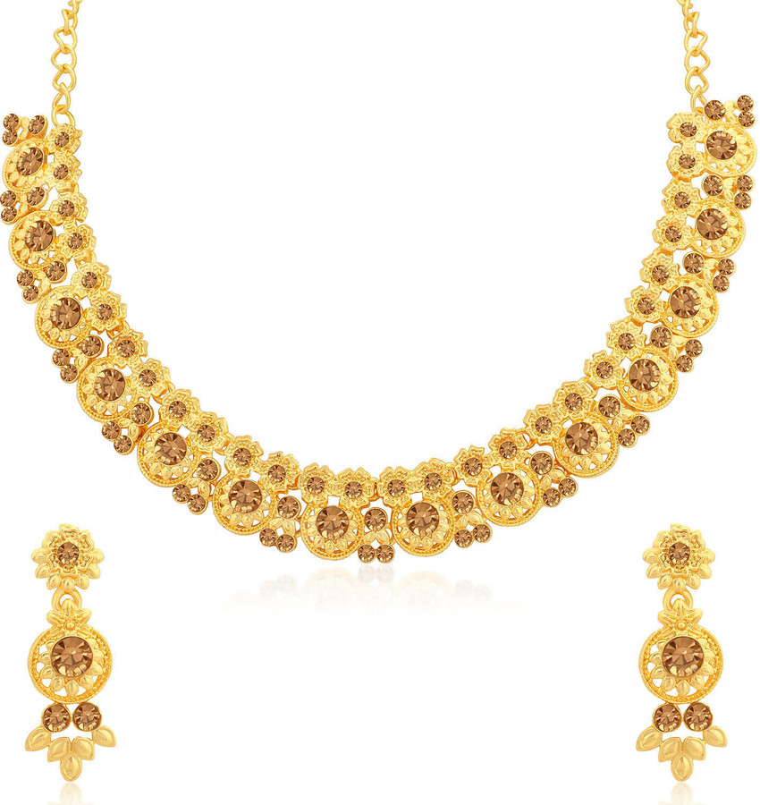 Sukkhi Alloy Gold plated Brown Red Jewellery Set Price in India