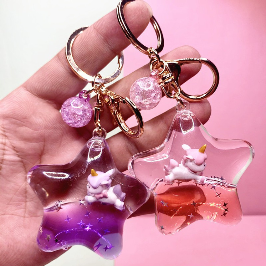 Liquid Sequin star Acrylic Keychain Making Accessories Supplies