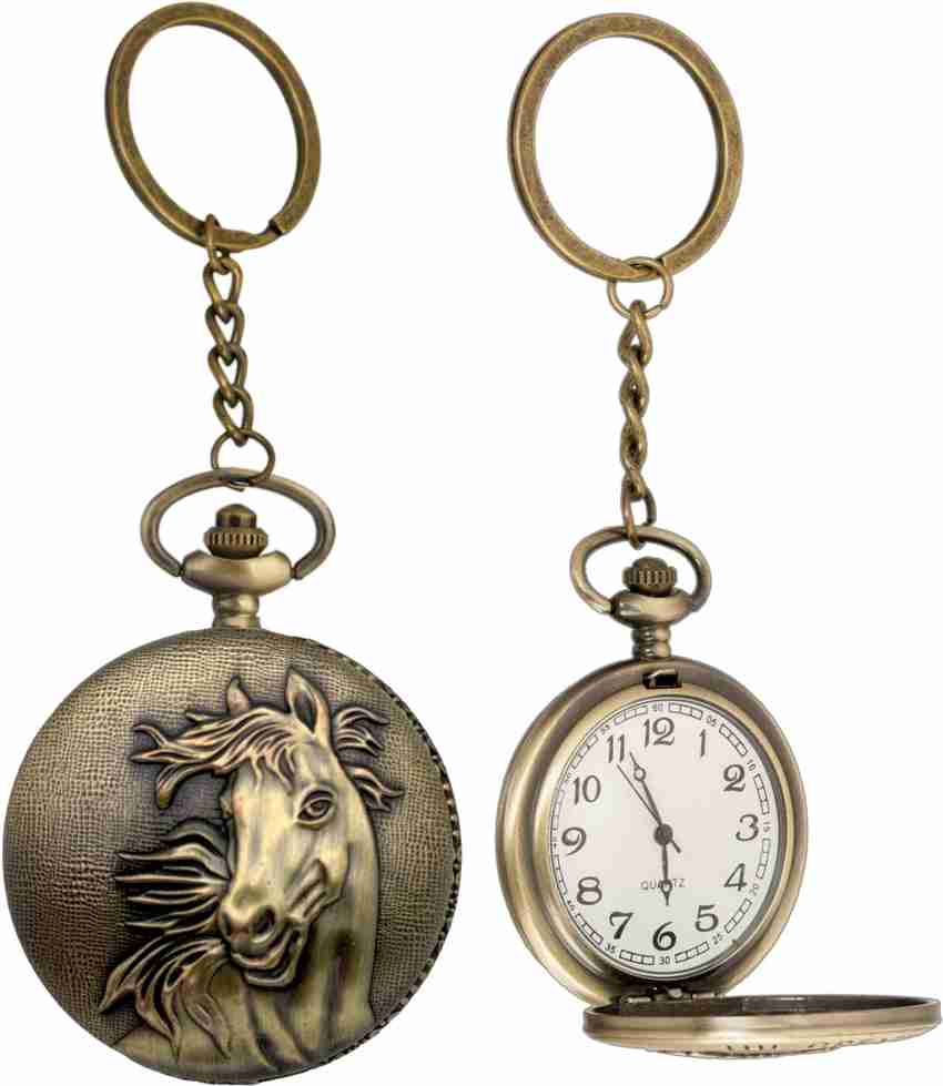 GT Gala Time Horse Face Theme Pocket Watch Vintage Antique