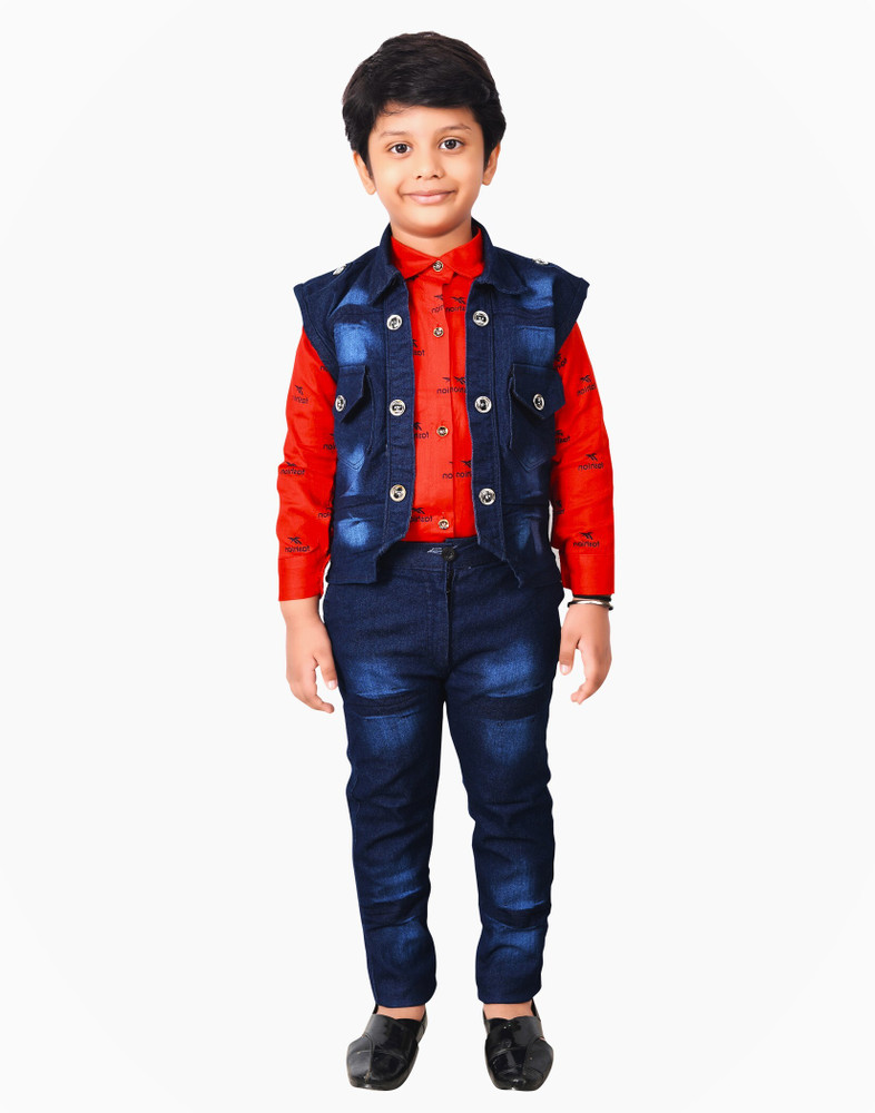 KIDZWING Boys Casual Shirt Waistcoat and Pant Set