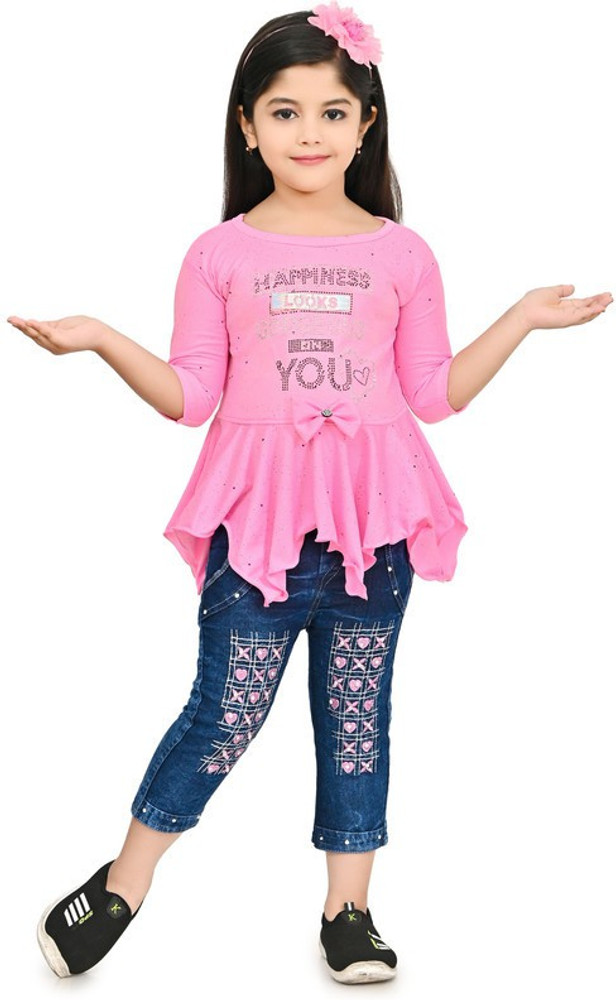 Girl jins deals top dress