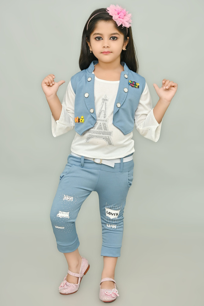 UNIQUEFASHIONSS Baby Girls Party Festive Top Jeans Price in India