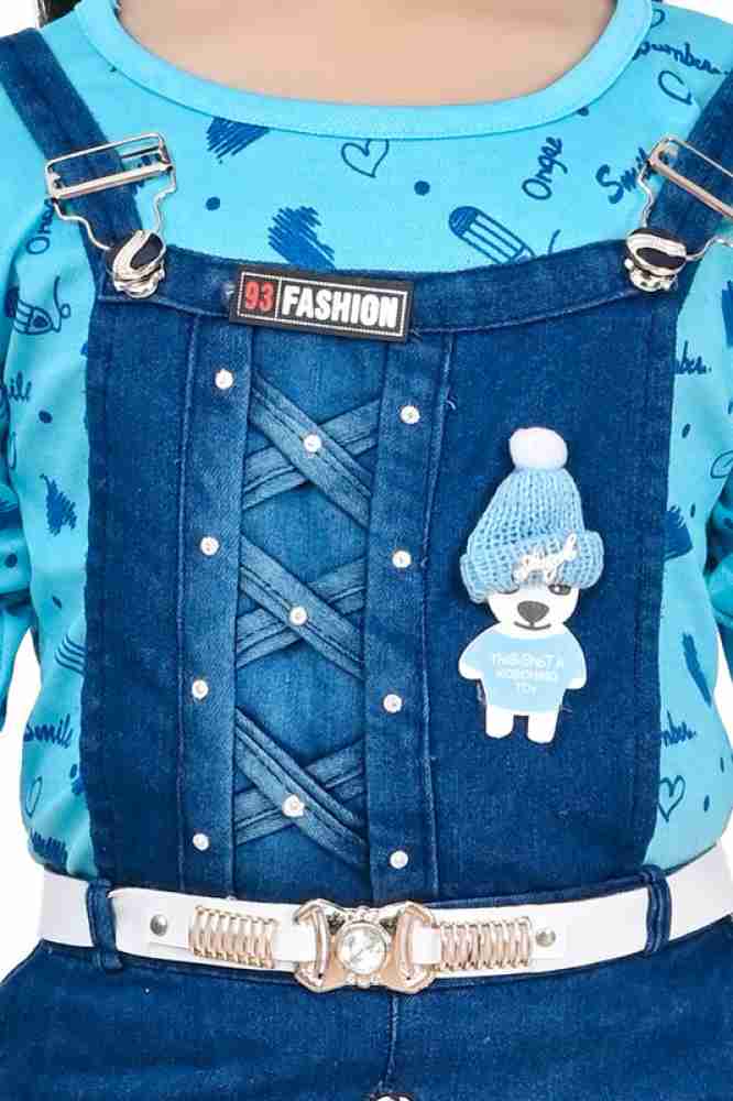 Party Wear Plain Baby Girl Blue Dungarees at best price in Mumbai