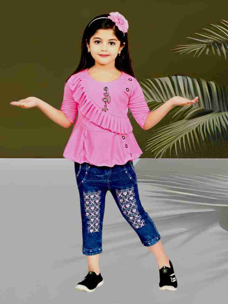 Girls fashion outlet jeans top