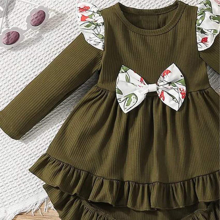 Green colour baby top dress